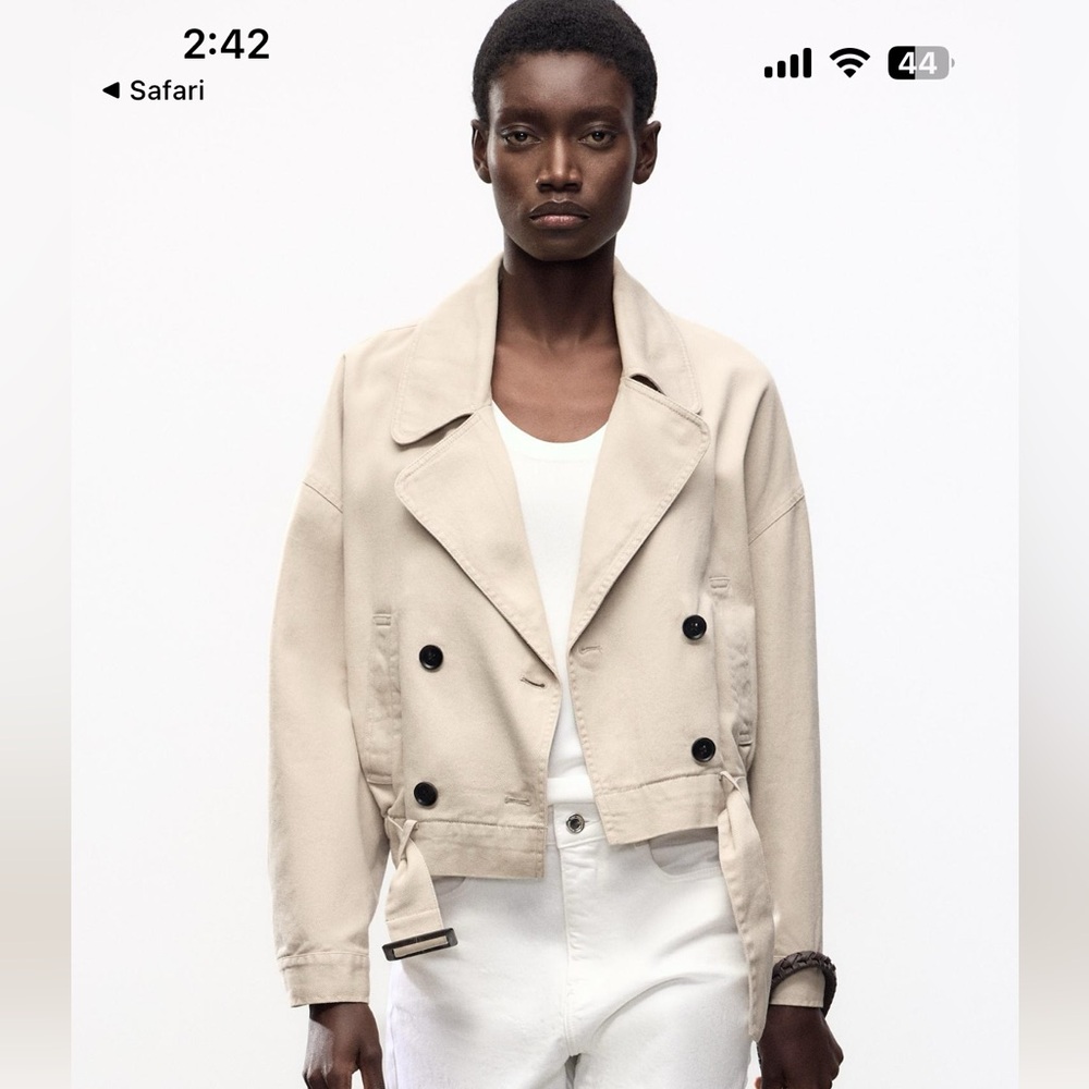 Zara Beige Double-Breasted Jacket